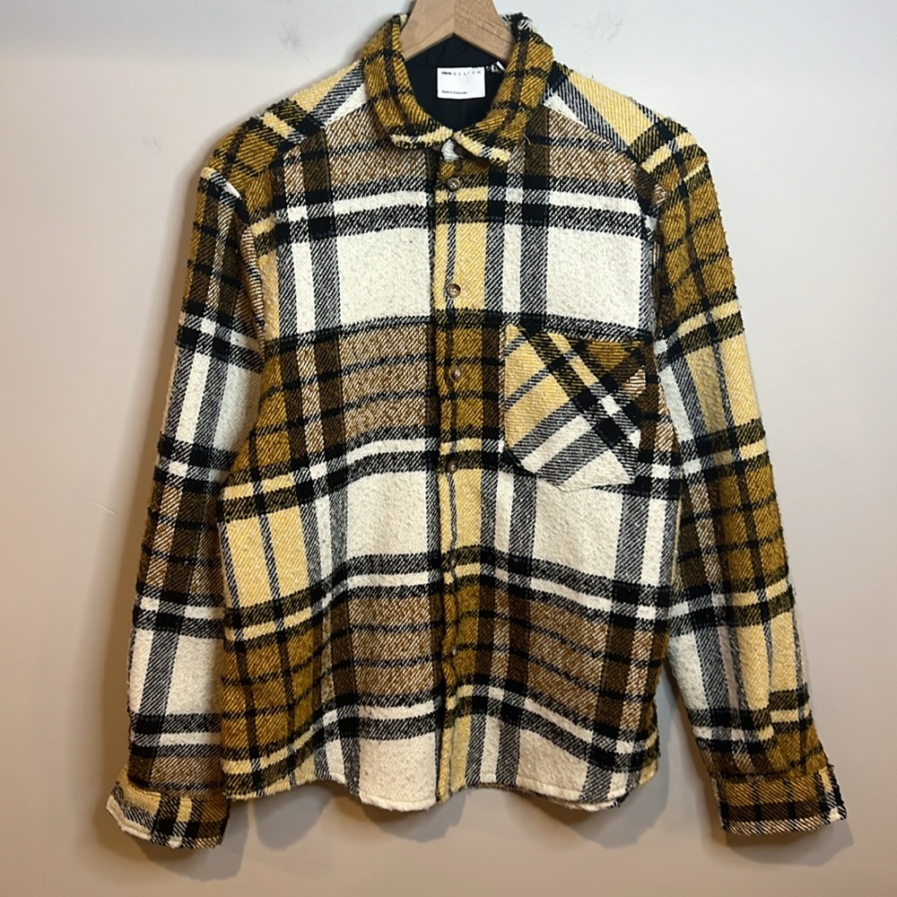ASOS DESIGN Overshirt in Yellow Wool Mix Plaid - Picture 3 of 5